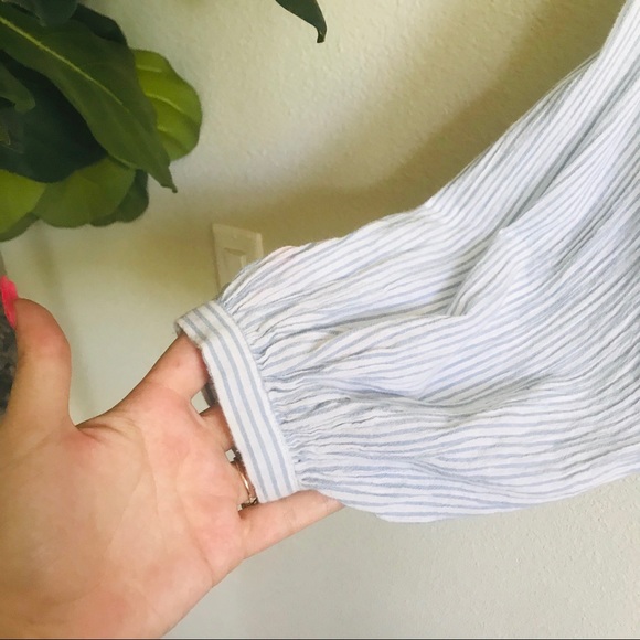 Free People Ruffle Stripe Lace Blouse Top - Picture 5 of 8